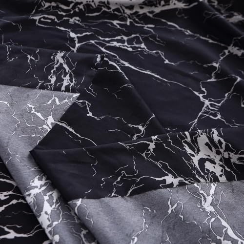 MAG Black Marble, Super Soft Microfiber Bed Sheet 4PC, Marble Bedding Sheet Set Included 1 Fitted Sheet with 2 Pillowcases, 14 Inches Deep (Twin, Black) - color: Black-marble, size: Twin