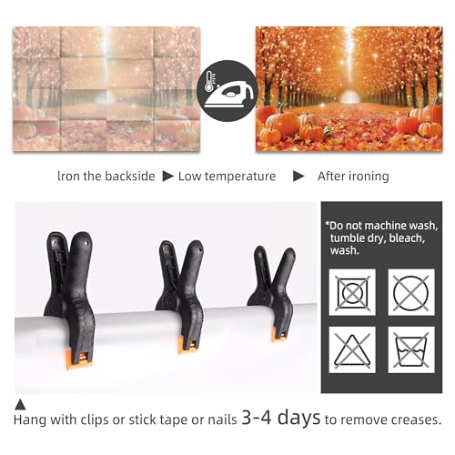 Fall Photography Backdrop 7x5ft, Autumn Maple Leaves Photo Background, Pumpkins Background for Thanksgiving Party, Farm Harvest Photo Booth Props - color: Autumn Backdrop-1, size: 7×5ft