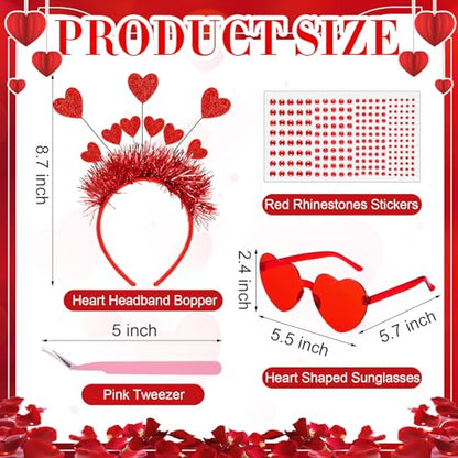 Janinka Valentines Day Heart Headband Sunglasses Set Valentines Photo Prop Galentines Party Favor Accessories for Women - style: Nine Heart