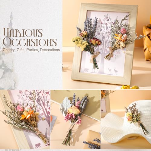 Nuanchu 10 Pcs Mini Dried Flower Bouquet Mixed Natural Dried Flowers with Stem Boho Plant Stem Bunch for DIY Craft Card Home Party Photo Props Wedding Decor, 5 to 6 inches(Popular Styles) - style: Popular Styles