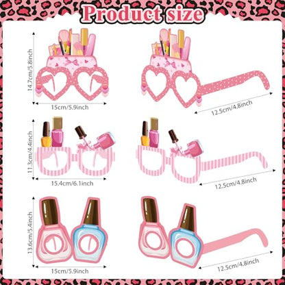 32 Pcs Spa Party Favors Paper Glasses Makeup Paper Eyeglasses Frames Spa Photo Booth Props Selfie Props for Makeup Birthday Party Decorations - style: Spa