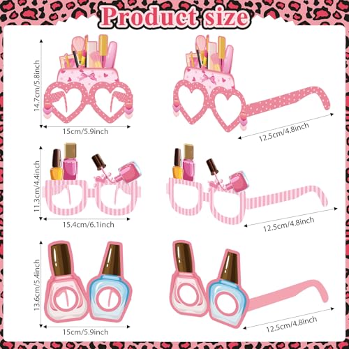 32 Pcs Spa Party Favors Paper Glasses Makeup Paper Eyeglasses Frames Spa Photo Booth Props Selfie Props for Makeup Birthday Party Decorations - style: Spa