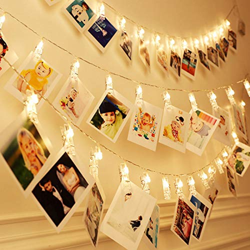 30 LED Photo Clip Fairy Lights LED Twinkle Lights Starry Lights for Home Halloween Thanksgiving Christmas Party Wedding Decor (10ft, Warm White) - color: Warm White, size: 30