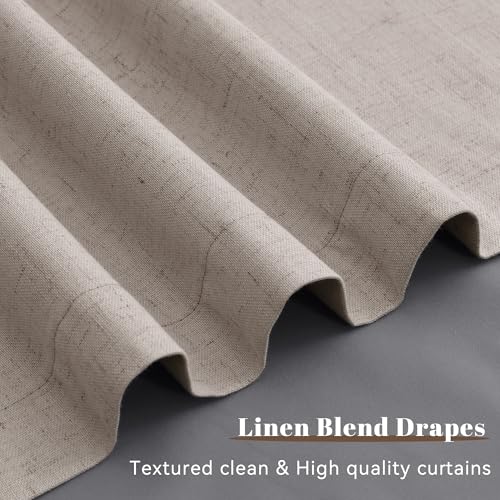 Guken Apricot Linen 100% Blackout Living Room Drapes Curtains 84 Inch Length 2 Panels Set Rustic Elegant Black Out Thermal Insulated Back Tab Hook Belt Curtain for Dining Room Nursery 52x84 7Ft - color: Apricot, size: 52"W x 84"L (Pack of 2)