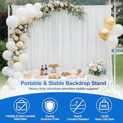 EMART 8.5 * 10ft Pipe and Drape Backdrop Stand KIt, Adjustable Heavy Duty Photo Background Stand Back Drop for Birthday Party Wedding Christmas Decorations