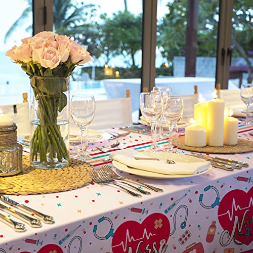 Gatherfun Nurse Graduation Party Decorations, Doctors Day and Medical School Graduation Tablecover for Graduation Party Supplies, 3 pcs Table Cloths, 54"x108" - style: Nurse