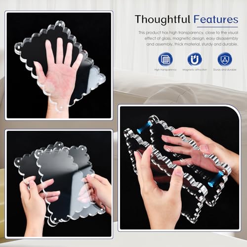 Magnetic Photo Frame 6×8Inch - 2Pack Acrylic Scalloped Glass Frames, 12+12mm Thick Double-Sided Design.Clear Picture Frame with Thick Block | Trendy Home Gift Set (2 Pack, 6×8) - color: 2 Pack, size: 6×8