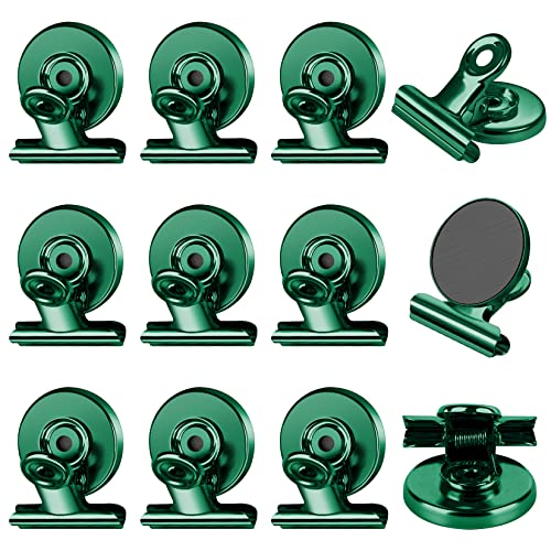 FINDMAG 12 Pack Magnetic Clips for Picture Hanging and Photo Display, Heavy Duty Scratch-Free Magnets for Refrigerator, Whiteboard, Sculptural Picture Frame, Fridge, Kitchen, Office, School, Green - color: Green, size: 12 Pack