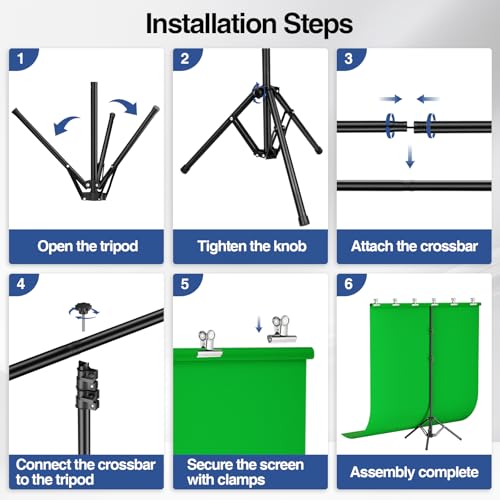 5x7ft Green Screen Backdrop Kit with Stand, Portable Greenscreen Background Includes Foldable T-Stand, 6 Clips and Carry Bag for Streaming, Gaming, Meeting, Video Production, Photography - size: 5x7ft