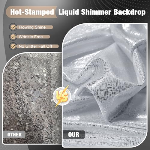 20x10FT Silver Sequin Backdrop Curtain for Party - 4 Panels 5x10FT Wrinkle-Free Shimmer Drapes for Birthday, Wedding, Christmas, Decorations & Photography - color: Silver, size: 5FT x 10FT(4 panels)