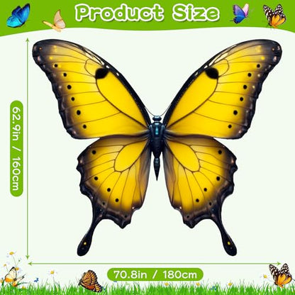 CHEPULA Butterfly Wings Backdrop Decoration Halloween Large Monarch Butterfly Photograph Background, 70.8in * 62.9in, Yellow - color: Yellow