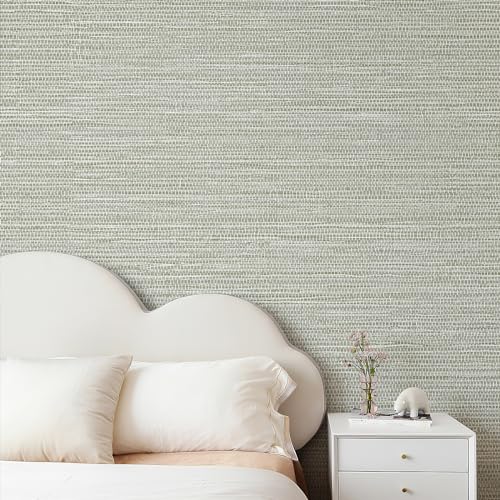 JiffDiff Grasscloth Wallpaper Peel and Stick Cream Grassweave Peel & Stick Textured Wallpaper Self Adhesive Contact Paper 17.3"x472" - color: withered, size: 17.3" x 472"