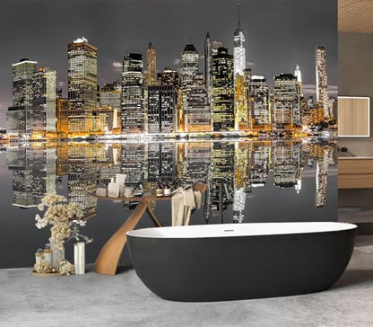 Cliouar-Aerial View of Manhattan, New York City Mural Wallpaper Peel and Stick 90" x 67" - color: No.10, size: 90" x 67"