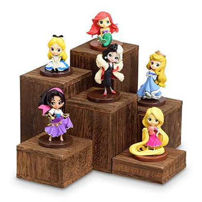 MOOCA Wooden 6 Pcs Square Risers for Display Jewelry and Accessories Display Stand Wooden Risers For Jewelry Figurine, Brown - color: Brown