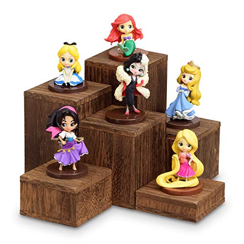 MOOCA Wooden 6 Pcs Square Risers for Display Jewelry and Accessories Display Stand Wooden Risers For Jewelry Figurine, Brown - color: Brown