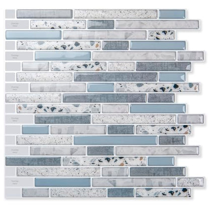 Art3d Peel and Stick Kitchen Backsplash Self-Adhesive Wall Tile Stone, 10 Sheets - color: Light Blue