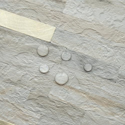 AULIGET Faux Stone Peel and Stick Backsplash, PVC Wall Tile Stick on Backsplash for Kitchen and Bathroom (2, Beige Marble Look) - color: Beige Marble + Metal Gold, size: 2 Sheets, 6"x12"x0.12"