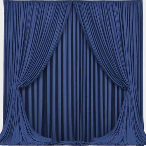 Navy Blue Backdrop Curtains - Wrinkle-Free Polyester Photography Drapes for Wedding, Baby Shower, Birthday, Graduation Party Decorations - 16 X 10FT - color: Navy Blue, size: W4' x H10'(4 panels)