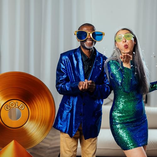 Vicenpal 3.7 ft 50s 70s Gold Record Cardboard Cutout Standup Life Size 1950s Music Theme Party Decoration Backdrop Photo Props Disco Back Drops Standup for Music Prom Night 50s 70s Theme Decor - size: 3.7 ft, style: Gold Record