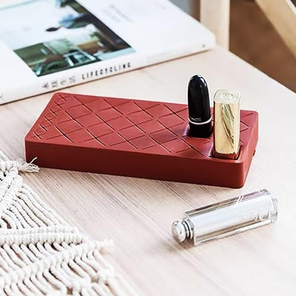 Silicone Lipstick Organizer 18+6 Slots, Lipstick Holder Stand Square Nail Polish Rack for Brush Lip Eye Stick Nail Polish Brushes Eyebrow, Wine Red - color: Wine Red