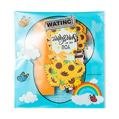 WATINC 3pcs Sunflower Wooden Table Centerpiece Sign Decoration, Hello Sunshine Wood Tabletop Signs, Summer Farmhouse Tiered Tray Table Topper Signs Decor for Home Kitchen Party Favor Photo Props