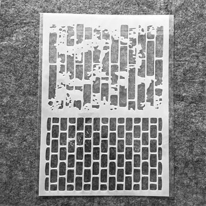 TIAMECH A4 Reusable Brick Bamboo Stencil for Painting - Brick Wall Texture Layering Template, DIY Wall Art, Wood Furniture, Scrapbook & Crafts (8.3x11.7inch) - style: Bricks