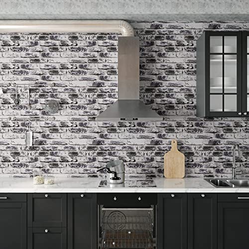VaryPaper Grey Brick Wallpaper Peel and Stick Wallpaper 17.7''x315'' Brick Contact Paper Self Adhesive 3D Faux Brick Wallpaper Removable Wall Paper Roll for Bedroom Kitchen Backsplash Loft Fireplace - color: Gray, size: 17.7" x 315"