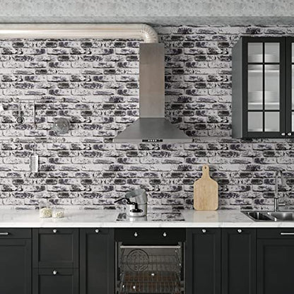VaryPaper Grey Brick Wallpaper Peel and Stick Wallpaper 17.7''x315'' Brick Contact Paper Self Adhesive 3D Faux Brick Wallpaper Removable Wall Paper Roll for Bedroom Kitchen Backsplash Loft Fireplace - color: Gray, size: 17.7" x 315"
