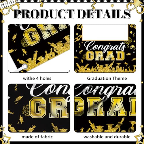 AIBIIN Class of 2026 Graduation Photo Backdrop Black and Gold Graduation Decorations Congrats Grad Party Decoration for High School College