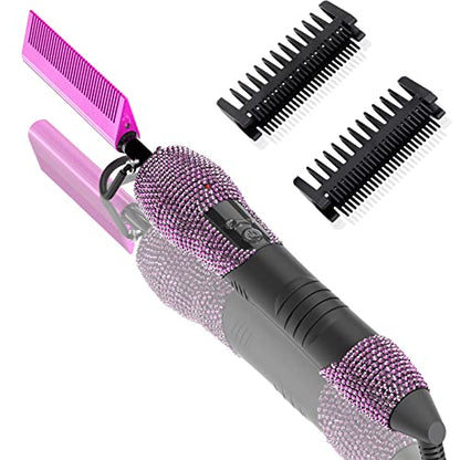 DAN Technology 500 hot Comb Electric for Wigs, Diamond Heating Comb, 60 Min Auto-Off & 7 Temperatures Adjustable Purple hot Comb, Professional Pressing Combs for Black Hair - color: Purple