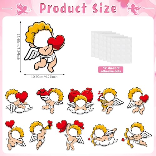 60pcs Valentine's Day Cupid Theme DIY Cutouts The Love God Hearts Bulletin Board Decoration Set DIY Love Gods Paper Cut-Outs Decor for Valentines Classroom Photo Craft Party School Wall Door Supplies - style: The Love God Hearts