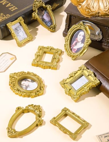 20PCS Mini Vintage Resin Picture Frame, Mini Antique Photo Frame Oval Rectangle for DIY Jewelry Display, Photography Mobile Phone Photo and Wall Decor Hanging - style: MiniResinPictureFrame20Pcs