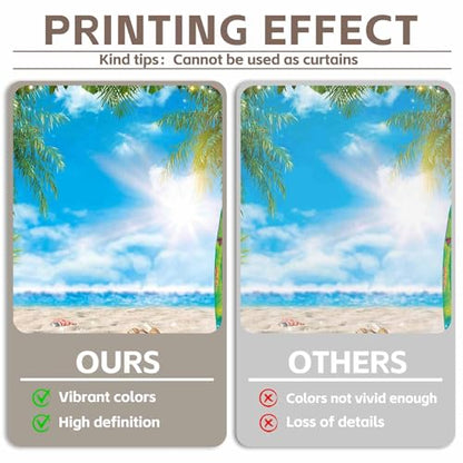 10x8ft Summer Hawaiian Beach Photography Backdrop Tropical Flower Palm Leaves Surfboard Background for Luau Aloha Party Decoration Banner Photo Booth - size: 10x8ft