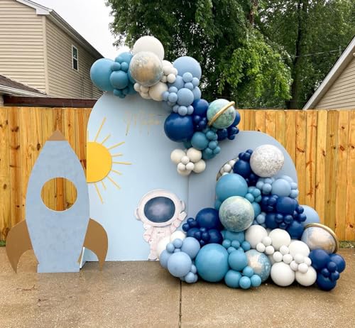 Dusty Blue Double Stuffed Balloons Different Size 115Pcs 5/10/12/18" Slate Dusty Blue Balloons Garland kit for Birthday Baby Shower Bridal Shower Gender Reveal Bear Neutral Theme Party - color: Dusty Blue