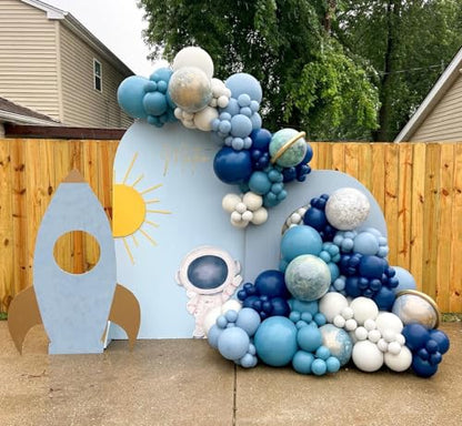 Dusty Blue Double Stuffed Balloons Different Size 115Pcs 5/10/12/18" Slate Dusty Blue Balloons Garland kit for Birthday Baby Shower Bridal Shower Gender Reveal Bear Neutral Theme Party - color: Dusty Blue
