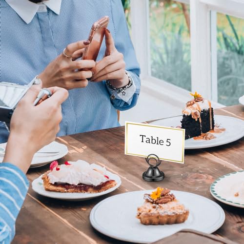 Fulmoon 24 Pcs Mini Table Number Holders Place Card Holders 1.5 Inch Steel Table Sign Stands for Wedding Graduation Reception Restaurant Home Photo Picture Office Memo(Black) - color: Black