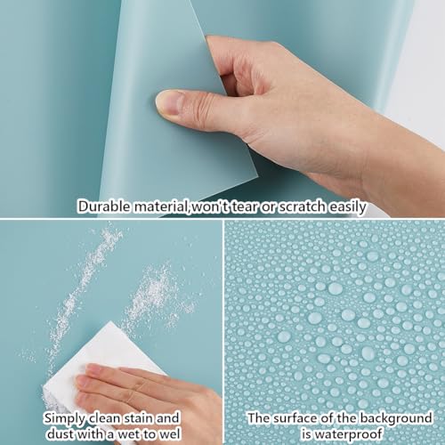 GORGECRAFT 1.3 Yard 15.8 Inch Food Photography Backdrop PVC Background Vinyl Waterproof Sea Green Matte Flat Lay Photo Studio Photography Props for Product Portrait Pet Cosmetics Jewelry Shooting - color: Sea Green