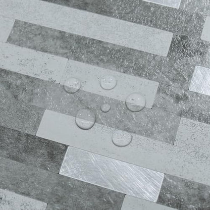 AULIGET 2 Sheets Faux Stone Peel and Stick Backsplash, Grey Slate Look PVC Wall Tile Stick on Backsplash for Kitchen and Bathroom - color: Grey Slate + Metal Silver, size: 2 Sheets, 6"x12"x0.12"