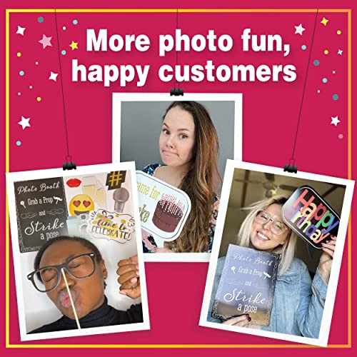 Birthday Photo Booth Props - 41-pc Kit with 8 x 10-Inch Sign, 60 Adhesive Pads, 45 Sticks