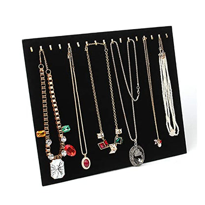 CertBuy 4 Pack Black Velvet Necklace Display Stands for Selling Jewelry Necklace Display Stand with 17 Hooks Jewelry Storage Holder for Chain