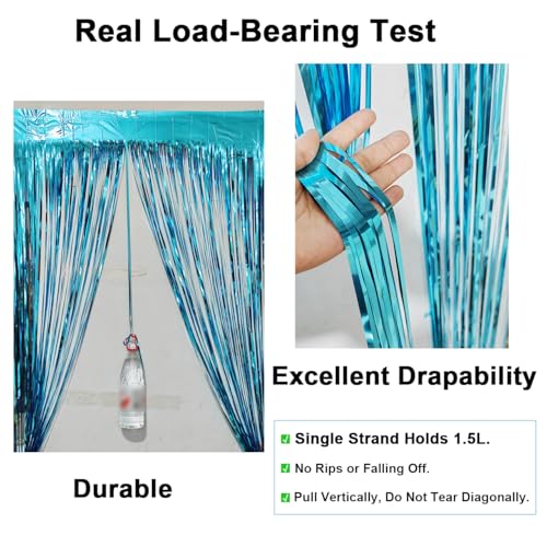 4 Pack Thickened Blue Metallic Foil Fringe Curtains Streamer Rip Resistant Shimmer Tinsel Photo Booth Backdrop for Birthday Wedding Christmas Bachelorette Party Decorations 3.28ft x 6.56ft - color: Blue, size: 4 Pack
