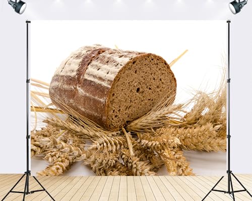 Trykid 12x10ft Rustic Bread Wheat Backdrop Food Photography Farm Bakery Scene Background Tapestry Baking Themed Party Cafe Decor Party Decoration Photo Studio Prop Fabric Backdrop - size: 12x10ft