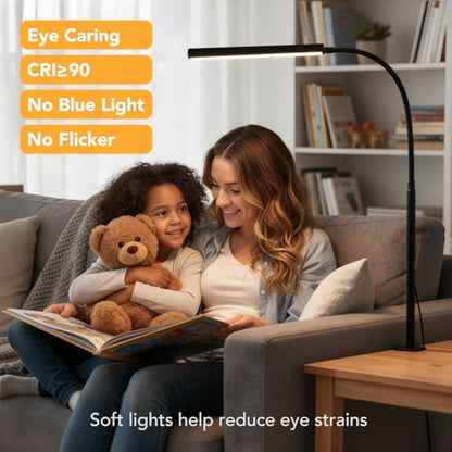Small LED Desk Lamp with Clamp,Eye-Caring Clip on Lamp for Desk, 5 Modes 10 Brightness, Flexible Gooseneck USB Adapter Table Lamps for Home Office, Sewing（Black） - color: Std.-Black