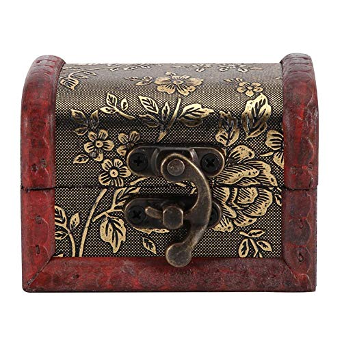Hztyyier Vintage Wood Treasure Chest Decorative Jewelry Keepsake Box, Trinket Storage for Girls Ladies Women, Home Decoration
