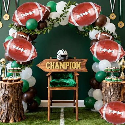 Biapian 26 Inch Football Balloons Set, Football Party Decorations, 6 Pcs Large Football Shaped Foil Balloon Helium for Boys Men Sport Event Themed Birthday Party Decorations Supplies - style: Football