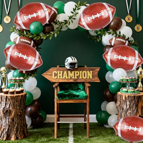Biapian 26 Inch Football Balloons Set, Football Party Decorations, 6 Pcs Large Football Shaped Foil Balloon Helium for Boys Men Sport Event Themed Birthday Party Decorations Supplies - style: Football