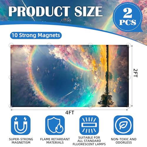 ANGSYLTH 2 Pcs Fluorescent Light Covers - 4 x 2 Feet Covers for Ceiling Lights, Magnetic Light Filters for Classroom, Office, Hospitals, Home (Auspiciousness Clouds) - color: Auspiciousness Clouds