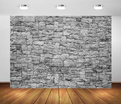 BELECO 10x10ft Fabric Dark Brick Stone Wall Backdrop Gray Rock Stones Texture Old Wall Background Medieval Castle Wall Party Decorations Banner Knight Party Supplies Photoshoot Props - size: 10x10FT