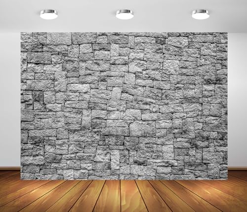 BELECO 9x6ft Fabric Dark Brick Stone Wall Backdrop Gray Rock Stones Texture Old Wall Background Medieval Castle Wall Party Decorations Banner Knight Party Supplies Photoshoot Props - size: 9x6ft