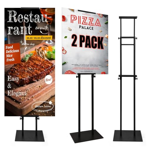 Floor Poster Board Stand, Double-Sided for Board & Foam Sign, Adjustable Metal Sign Holder, Height Up to 82Inches Poster Stand for Display Pedestal Sign Stand (2 Pack Poster Stand) - size: 2 Pack Poster Stand